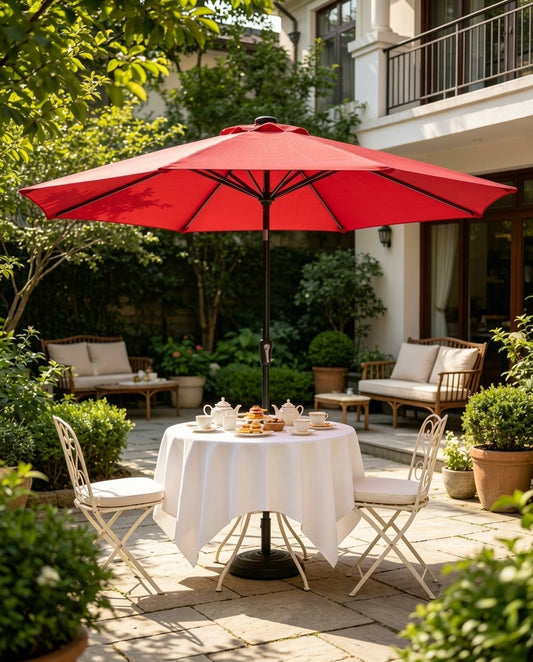 Garden Umbrella 9ft – UV Protected Patio Umbrella with Heavy Concrete Base
