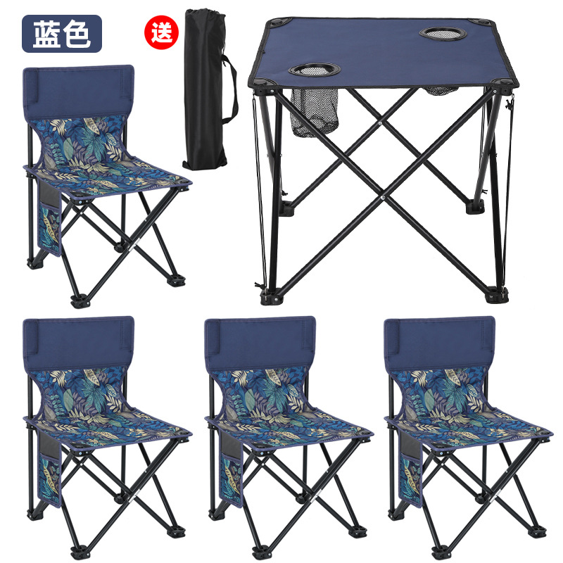 Portable Camping Chair with Mini Side Table - Foldable Outdoor Set
