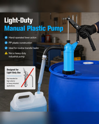 compare product JustWell Plastic Lever Acting Drum Pump – Manual Liquid Transfer Pump