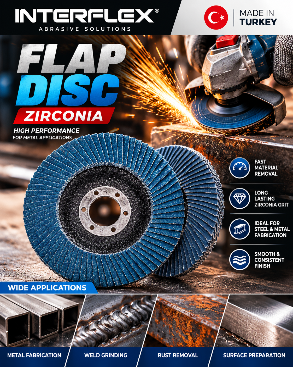 Interflex Zirconia Flap Disc 5 Inch – Metal Grinding & Finishing