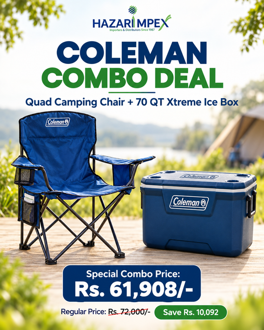 Coleman Combo – Quad Camping Chair with 4-Can Cooler + 70 Quart Xtreme Ice Box