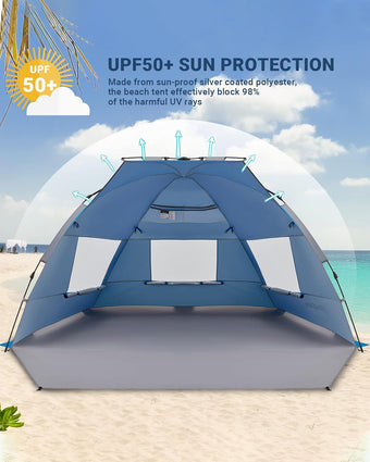 compare product KingCamp Pop Up Tent UPF50+ beach, picnic, garden, camping - Blue KT2108
