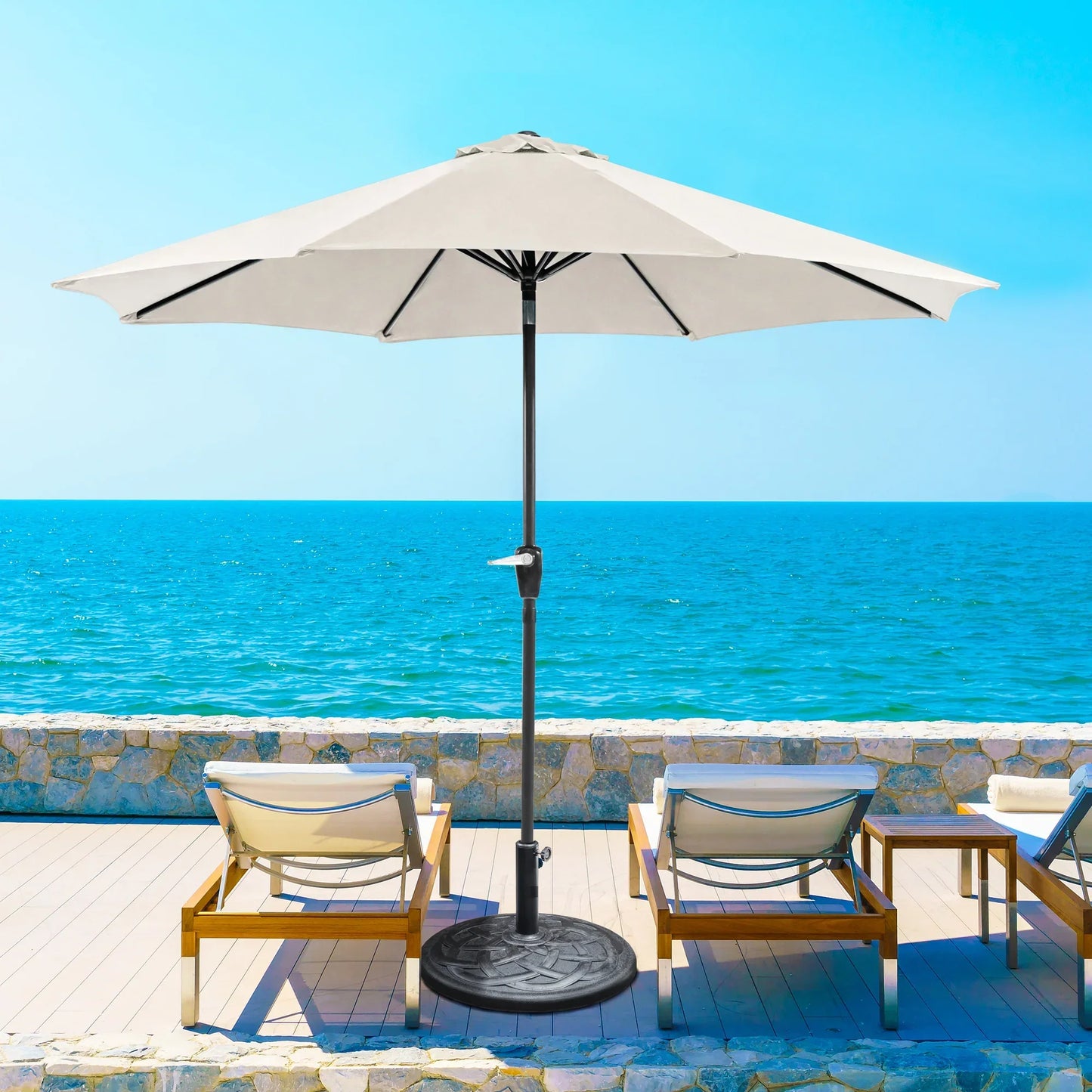 Garden Umbrella 9ft – UV Protected Patio Umbrella with Heavy Concrete Base