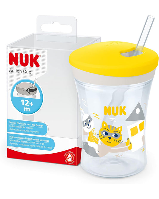 NUK Action Cup Toddler Cup 12+ Months Twist Close Soft Drinking Straw BPA-Free 230ml
