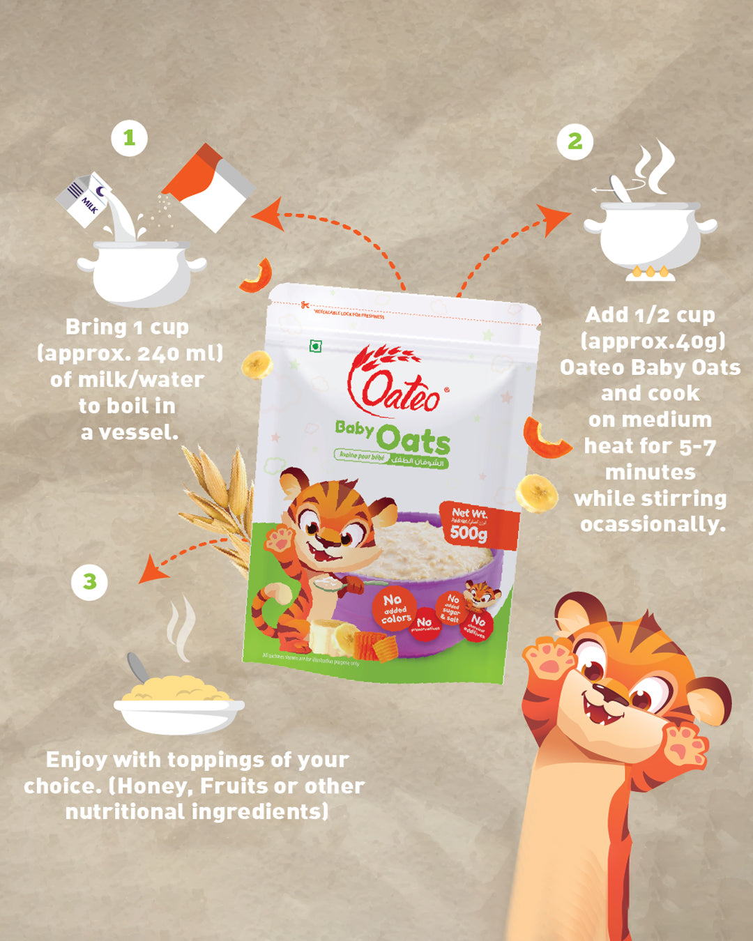 Oateo Baby Oats 500 gms Zip Lock Pouch