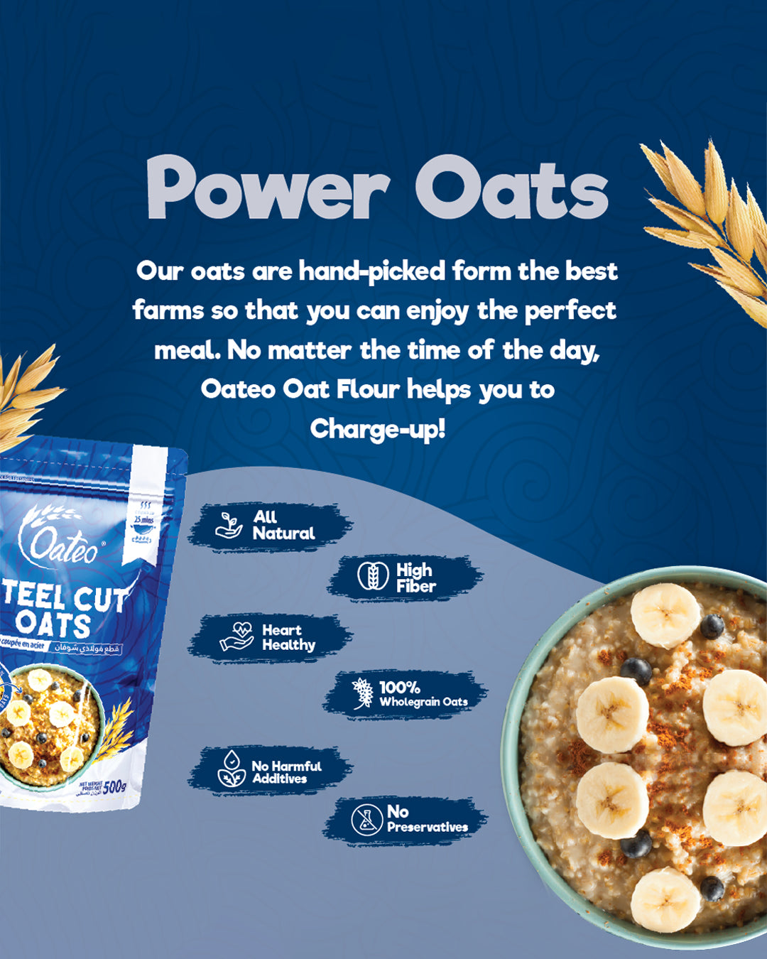 Oateo Steel Cut Oats 500 gms ziplock