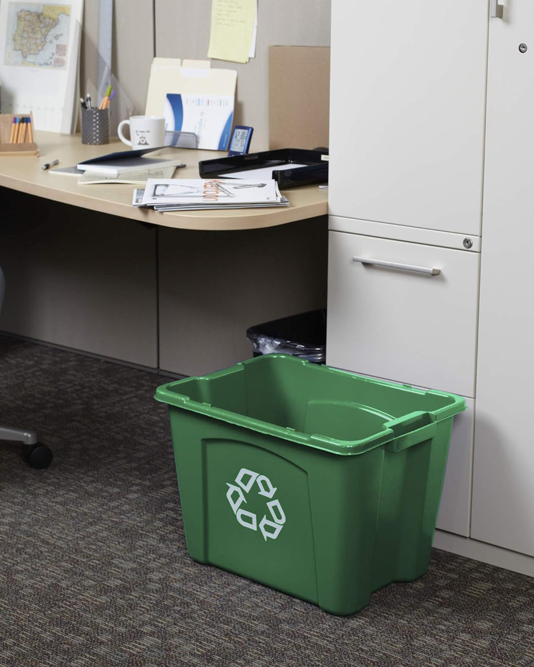 Rubbermaid Commercial Recycling Box 14 Gal Green