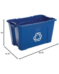 Rubbermaid Commercial Recycling Box 18 Gal Blue
