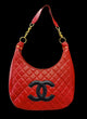 Timeless Red Quilted Hobo Bag with Gold Chain and Signature Branding