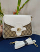 Elegant Monogram Canvas Shoulder Bag with Clean White Leather Trim