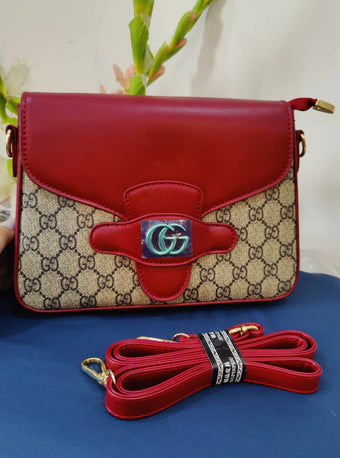compare product Classic Monogram Canvas Shoulder Bag with Pastel Pink Leather Trim