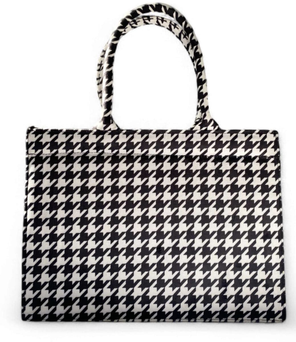 Classic Black and White Houndstooth Pattern Tote Bag