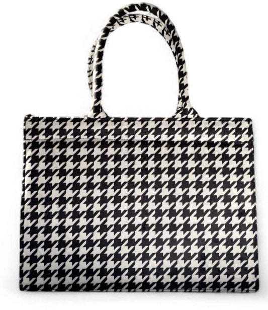 Classic Black and White Houndstooth Pattern Tote Bag