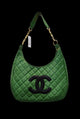 The "Envy" Bag: Quilted Emerald Green Crescent Hobo