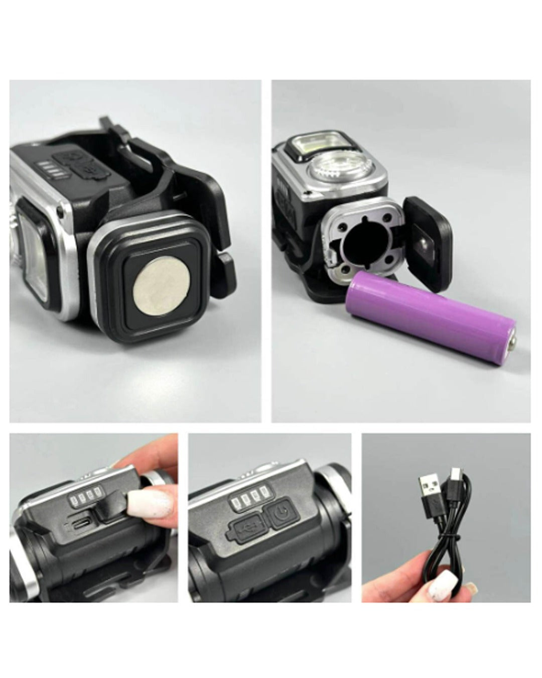 Rechargeable LED Headlamp With 5LED + COB Light | Type-C Charging Outdoor Head Torch