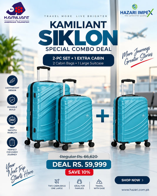 Kamiliant Siklon Luggage Combo – 2 Pc Set + Extra Cabin Bag | Save 10% (Limited Stock)