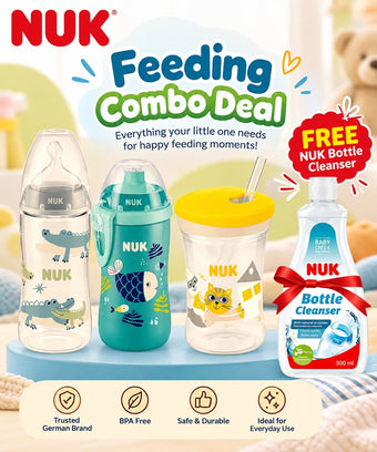 compare product NUK Baby Feeding Combo – 3-Piece Bottle & Straw Cup Set + FREE Bottle Cleanser