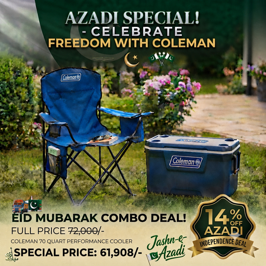 Coleman Combo – Quad Camping Chair with 4-Can Cooler + 70 Quart Xtreme Ice Box