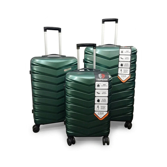 TRAVELIGE Velocity 3-Piece Luggage Set – Emerald Green | 55cm, 68cm & 79cm