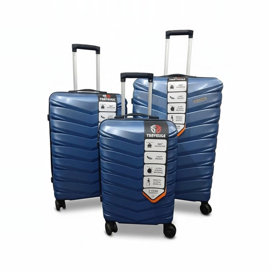 TRAVELIGE Velocity 3-Piece Luggage Set – Blue | 55cm, 68cm & 79cm