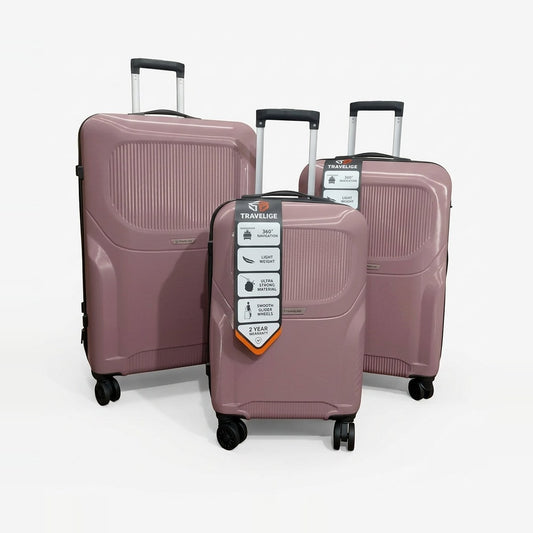 TRAVELIGE 3-Piece Luggage Set – Dusty Rose | Lightweight 360° Spinner Suitcase