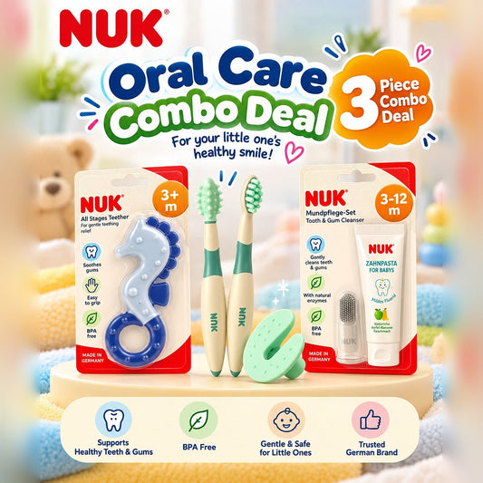 NUK Baby Oral Care Combo – 3-Piece Teething & Dental Care Set (3–12 Months)