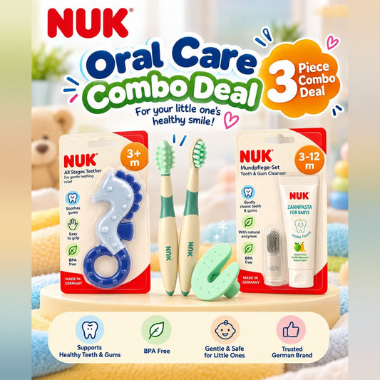 NUK Baby Oral Care Combo – 3-Piece Teething & Dental Care Set (3–12 Months)