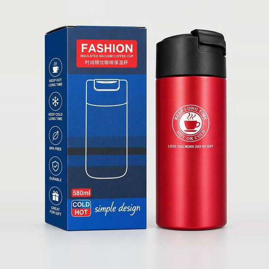 Hot n Cold Fashion Insulated Vacuum Coffee Cup – 580ml Stainless Steel Tumbler