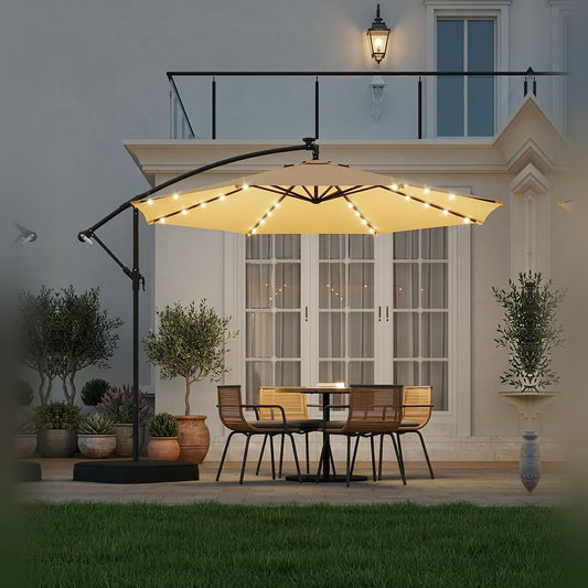Side Pole Garden Umbrella 10ft – 360° | Heavy Concrete Base