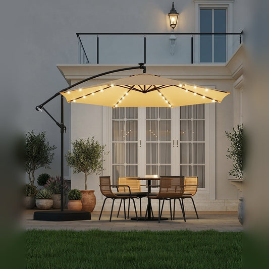 Side Pole Garden Umbrella 10ft – 360° | Heavy Concrete Base