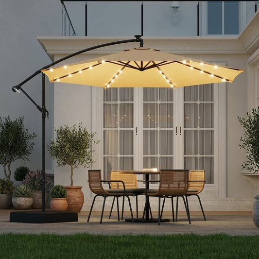 Side Pole Garden Umbrella 10ft – 360° | Heavy Concrete Base