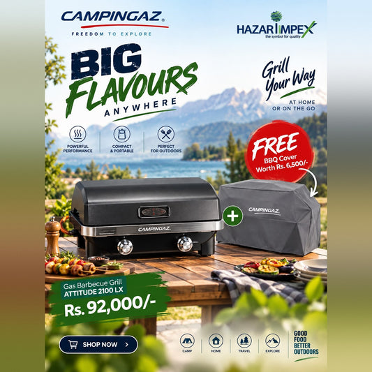 Campingaz Attitude 2100 LX Gas BBQ Grill + FREE Premium BBQ Cover | 2-Burner 5kW Grill