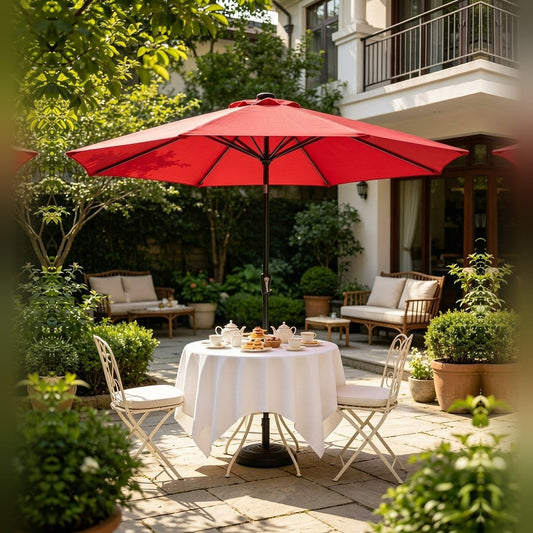 Garden Umbrella 9ft – UV Protected Patio Umbrella | Heavy Concrete Base