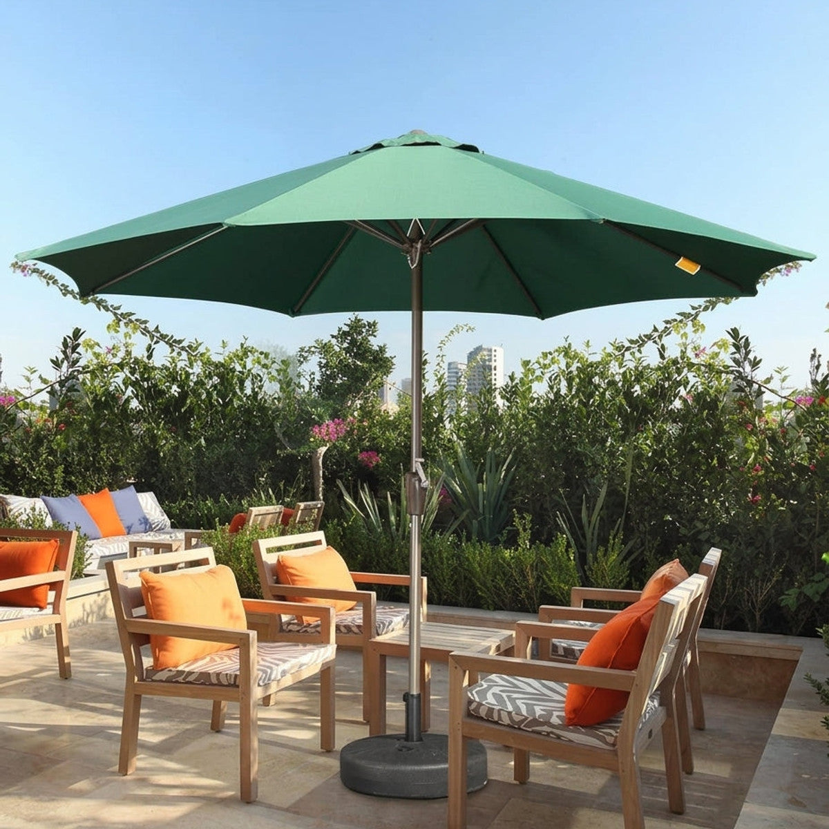 Garden Umbrella 9ft – UV Protected Patio Umbrella | Heavy Concrete Base