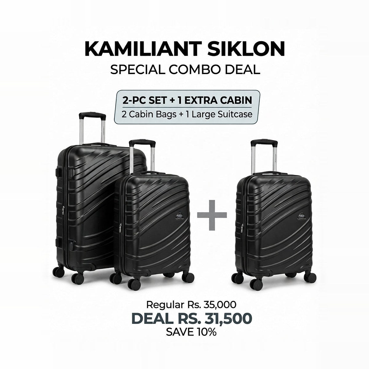 Kamiliant Siklon Luggage Combo – 2 Pc Set + Extra Cabin Bag | Save 10% (Limited Stock)