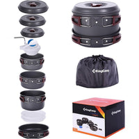 Hard Anodized Aluminum Foldable Camping Cookware 17 Pcs