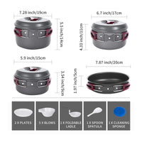 Hard Anodized Aluminum Foldable Camping Cookware 17 Pcs