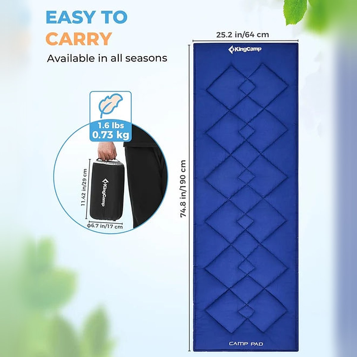 KingCamp KM2003 Soft Cotton Lightweight Camping Sleeping Cot Mat
