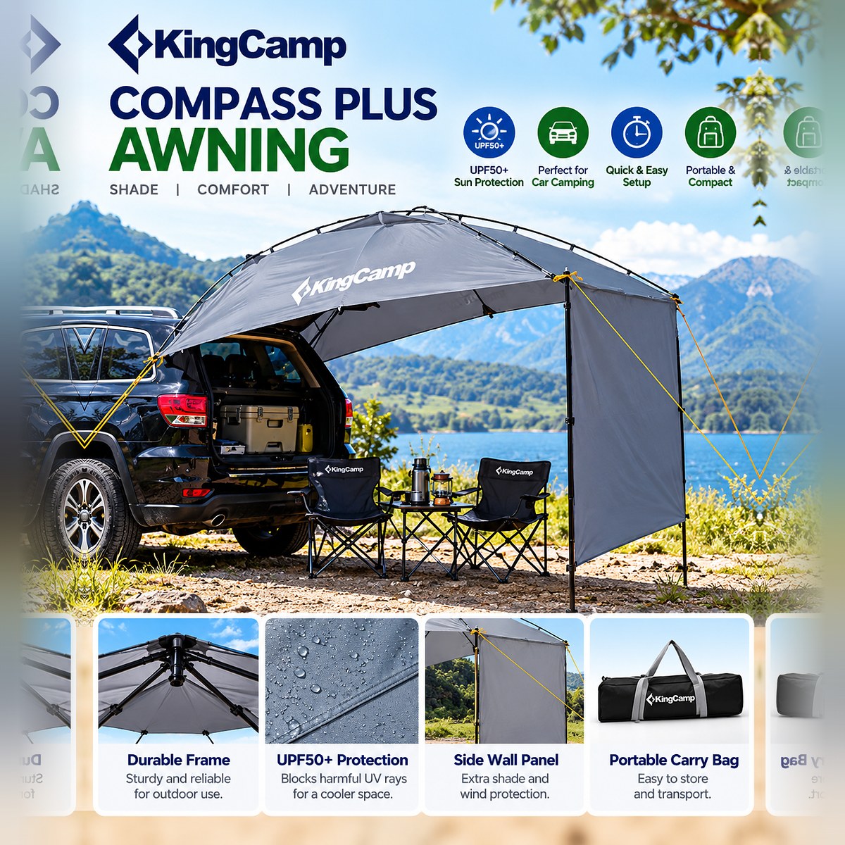 KingCamp Compass Plus Awning – Car Camping Shelter