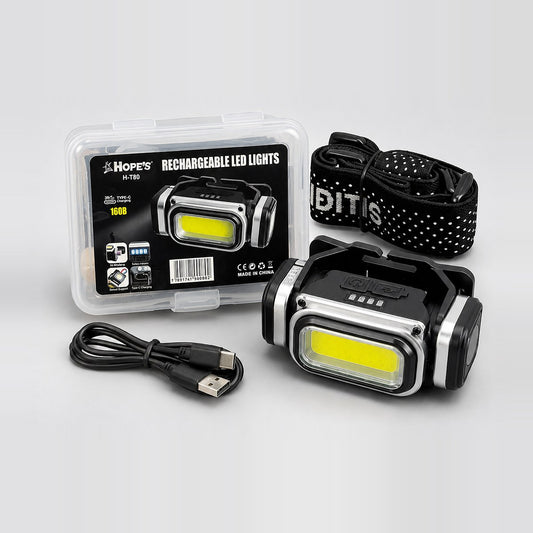 Rechargeable LED Headlamp With COB Light Type-C Charging Outdoor Head Torch For Camping Hiking