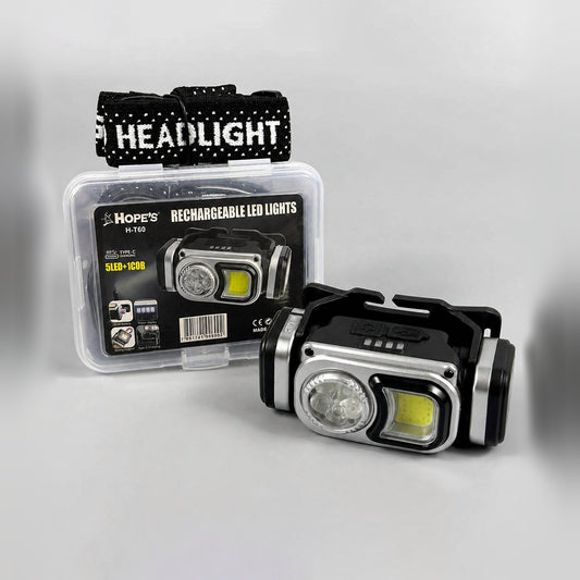 Rechargeable LED Headlamp With 5LED + COB Light | Type-C Charging Outdoor Head Torch