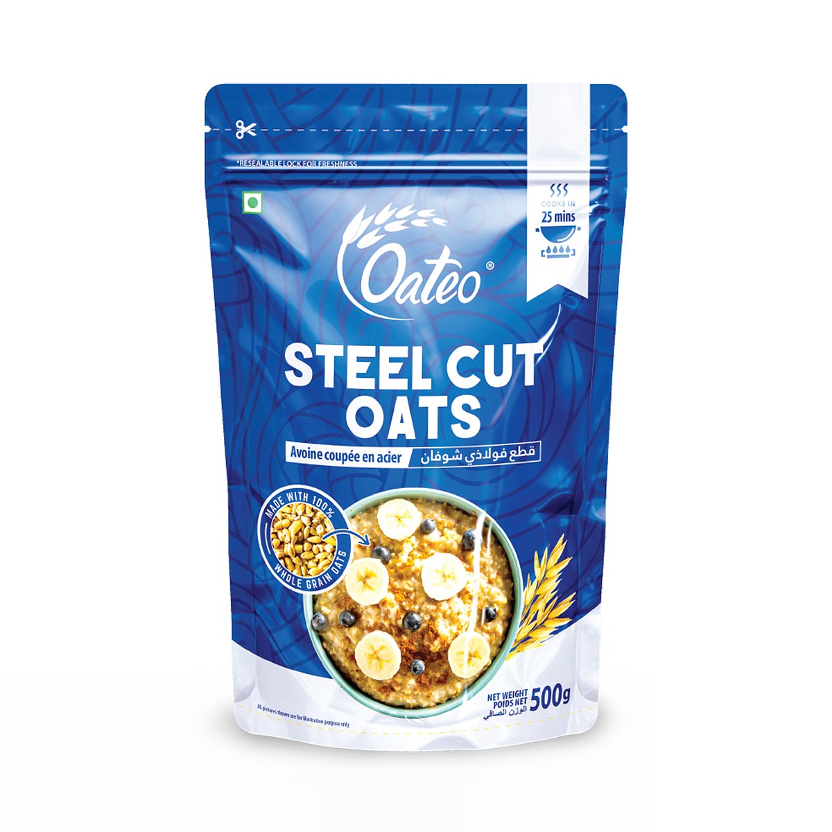 Oateo Steel Cut Oats 500 gms ziplock