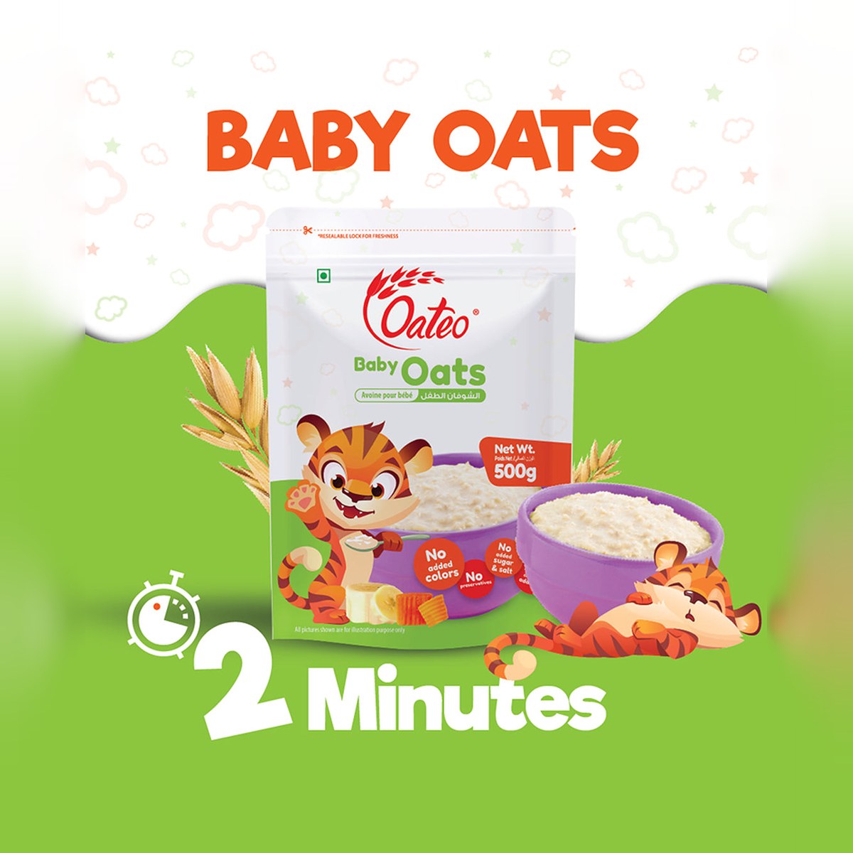 Oateo Baby Oats 500 gms Zip Lock Pouch