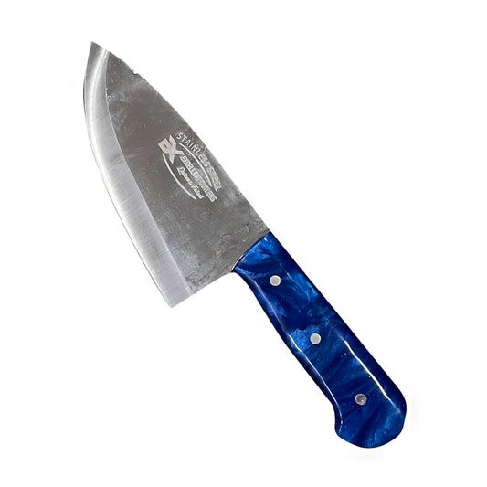 Excellent Cutlers Heavy Duty Mini Cleaver Chopper Knife - 6" (Blue Marble Handle)