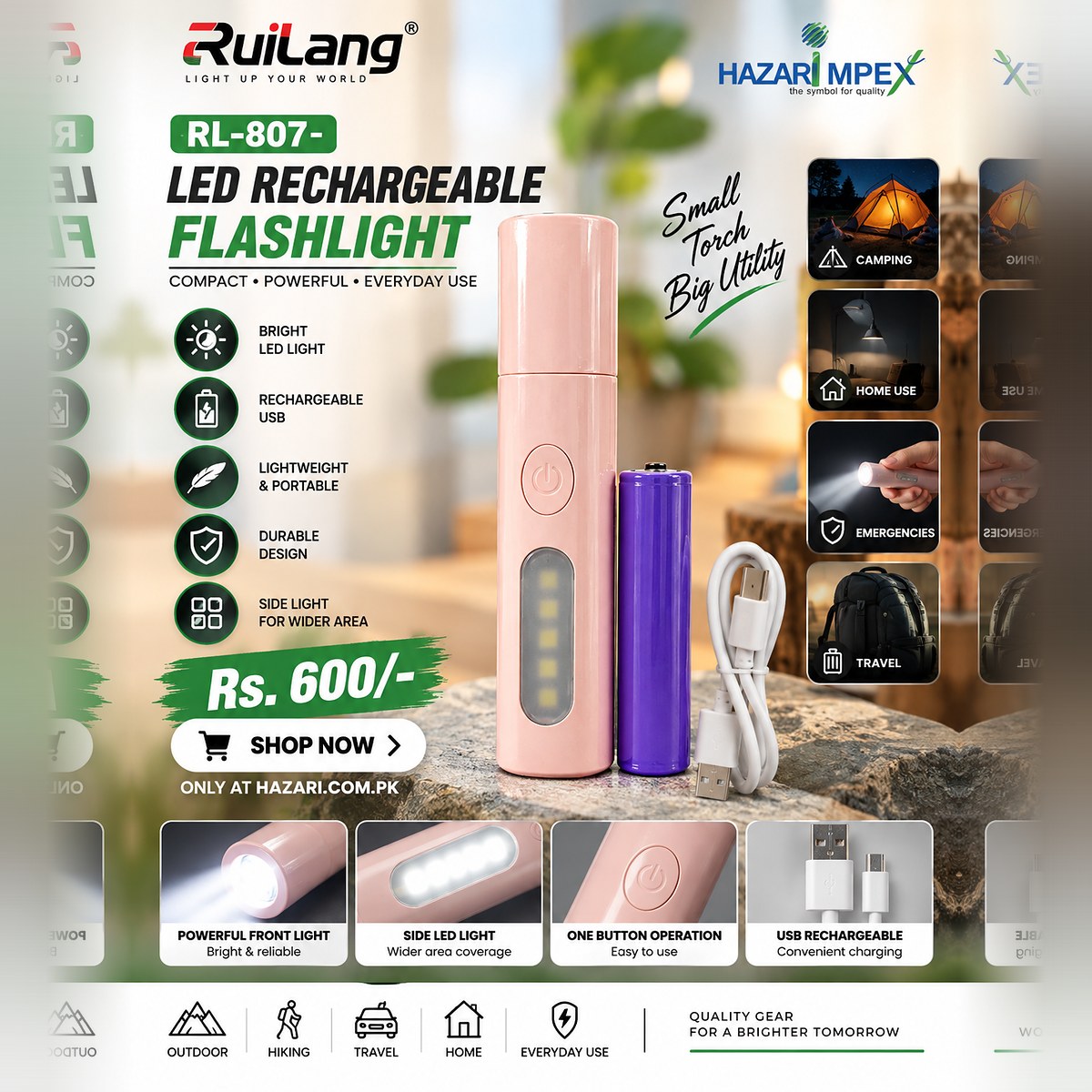 Ruilang RL-807 LED Rechargeable Flashlight