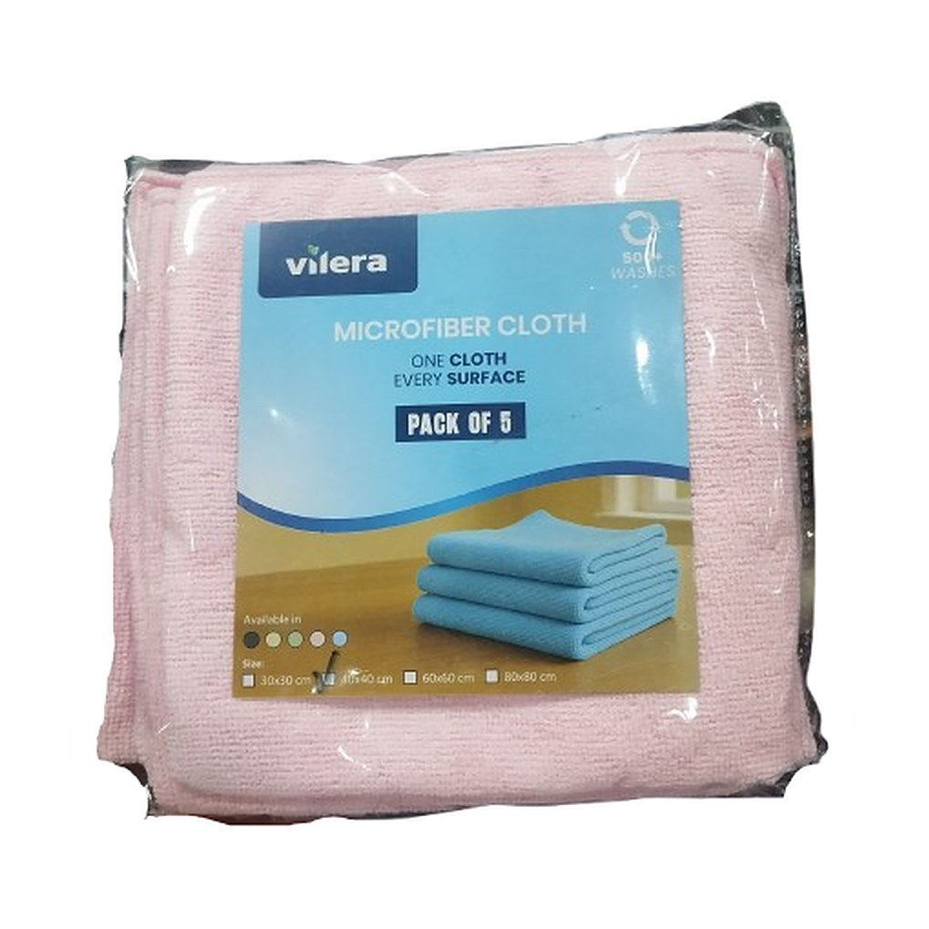 Vilera Microfiber Cloth One Cloth Every Surface 40x40 cm Pack of 5 Pink