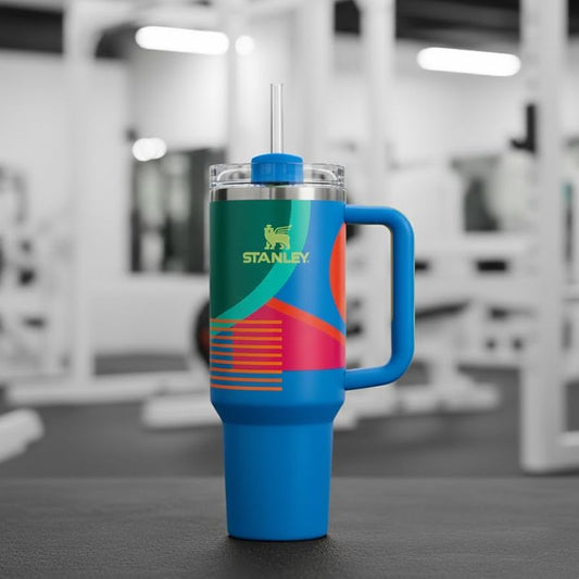 Stanley 40oz Hyper Quencher Tumbler in Blue – Insulated Cup with Handle & Straw