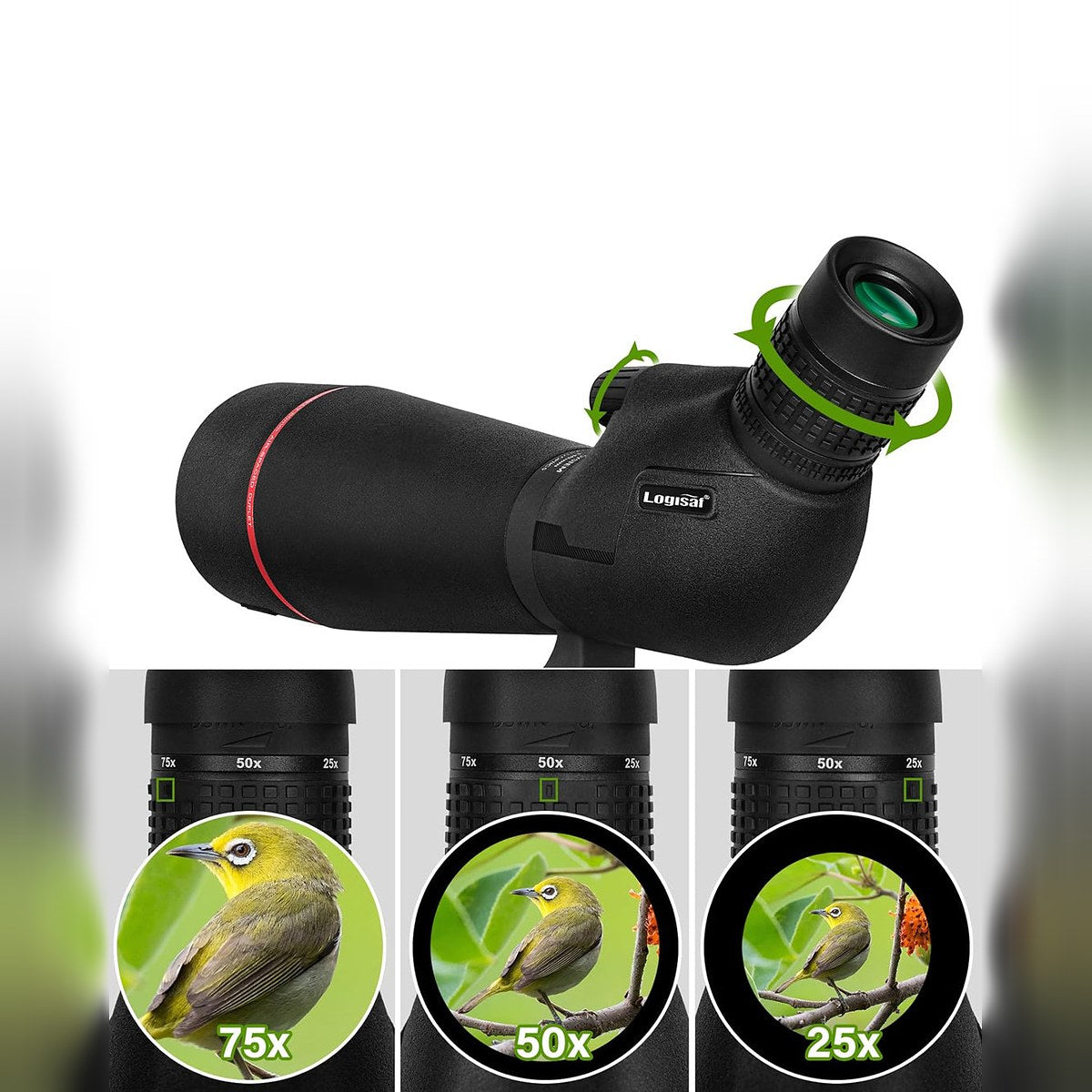 Landview 25-75X80 Zoom Spotting Scope For Outdoor Bird Watching