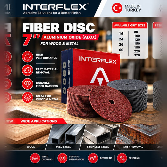 Interflex 7 Inch Fiber Disc – Aluminium Oxide for Wood & Metal