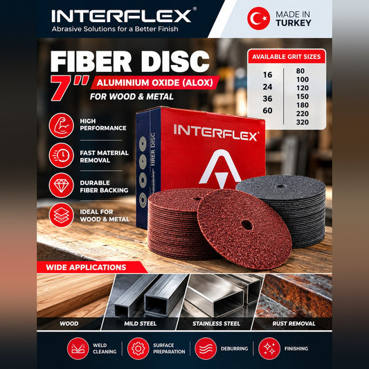 Interflex 7 Inch Fiber Disc – Aluminium Oxide for Wood & Metal